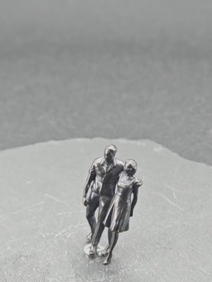 Brass Couple Figurine — Miniature Standing Pair Sculpture for Romantic Gifts and Desk Decor