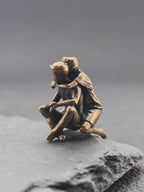 Back Hug Brass Figurine – Handcrafted Romantic Couple Miniature Sculpture