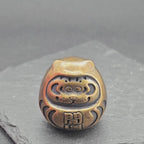 Brass Daruma Figurine – Engraved Good Fortune, Handcrafted Desk Collectible