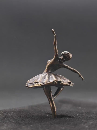 Brass Black Swan Ballerina Figurine — Miniature Lost-Wax Cast Dance Sculpture for Terrarium, Aquascape, and Collector Display