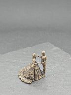 Brass Wedding Couple Figurine – Handcrafted Miniature Collectible