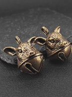 Brass Pig Bell Pendant – Handcrafted Miniature Animal Charm Collectible