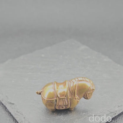 Miniature Brass Fat Horse Figurine — Handcrafted Collectible Statue