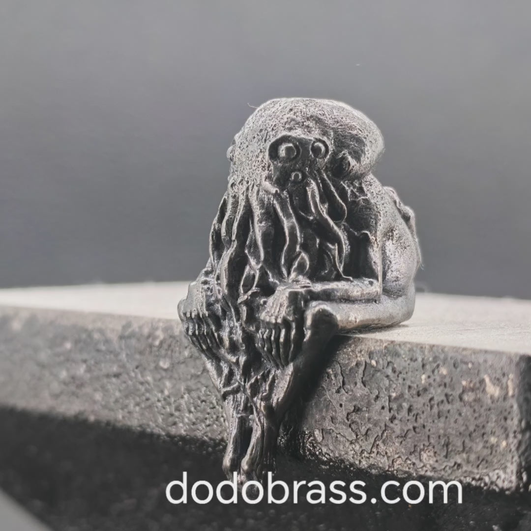 Cthulhu Infant Thinker — Aged Brass Miniature Figurine