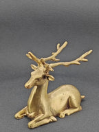Resting Stag Brass Figurine – Handcrafted Wildlife Desk Collectible