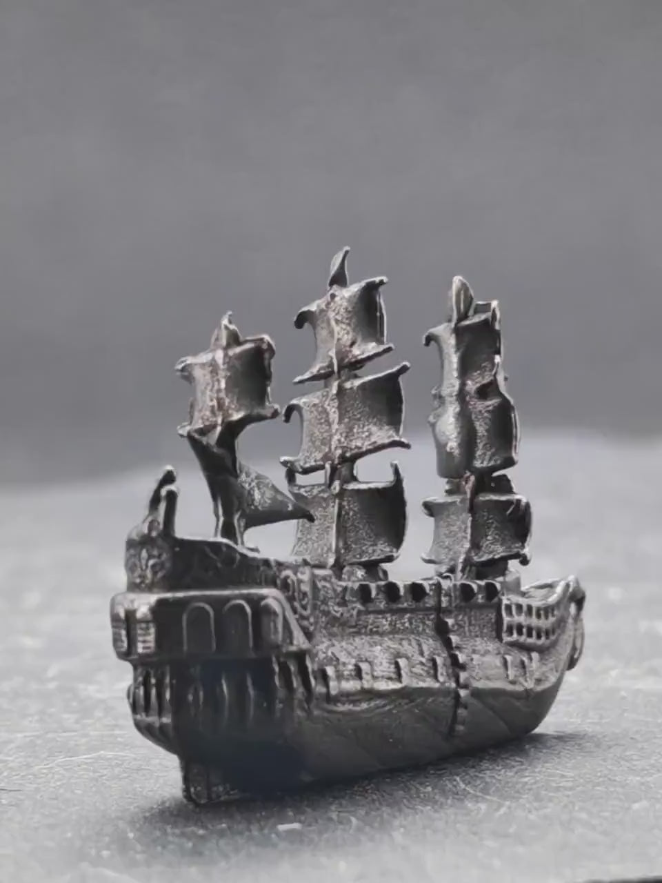 Brass Galleon Ship Miniature – Handcast Antique Pirate Vessel Sculpture