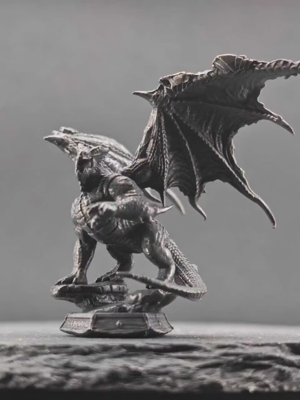 Brass Winged Dragon Figurine — Oxidised Miniature Fire Beast Sculpture for Fantasy Collectors and Desk Display