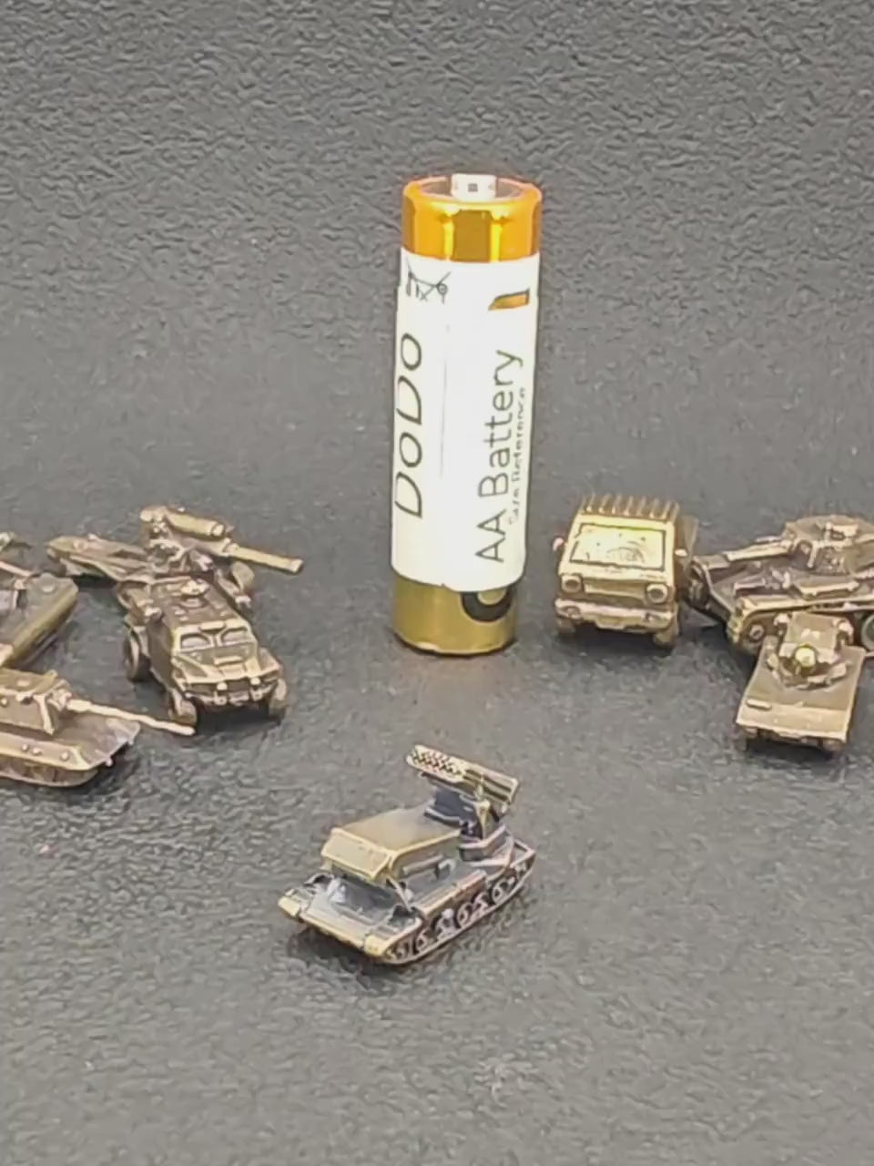 Brass MLRS Rocket Launcher Miniature — Military Tracked Vehicle Micro Model for Diorama and Desk