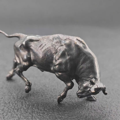 Brass Charging Bull Figurine — Bull Market Symbol, Zodiac Ox Sculpture for Desk and Shelf