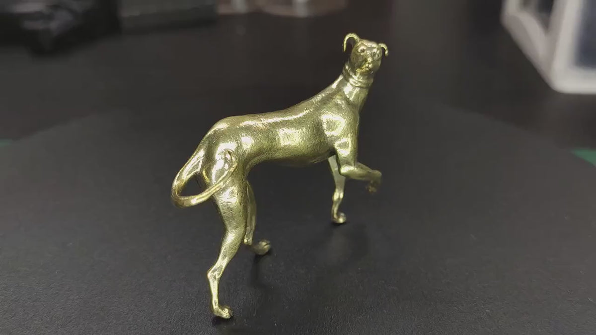 Striding Greyhound Brass Figurine – Handcrafted Noble Dog Collectible