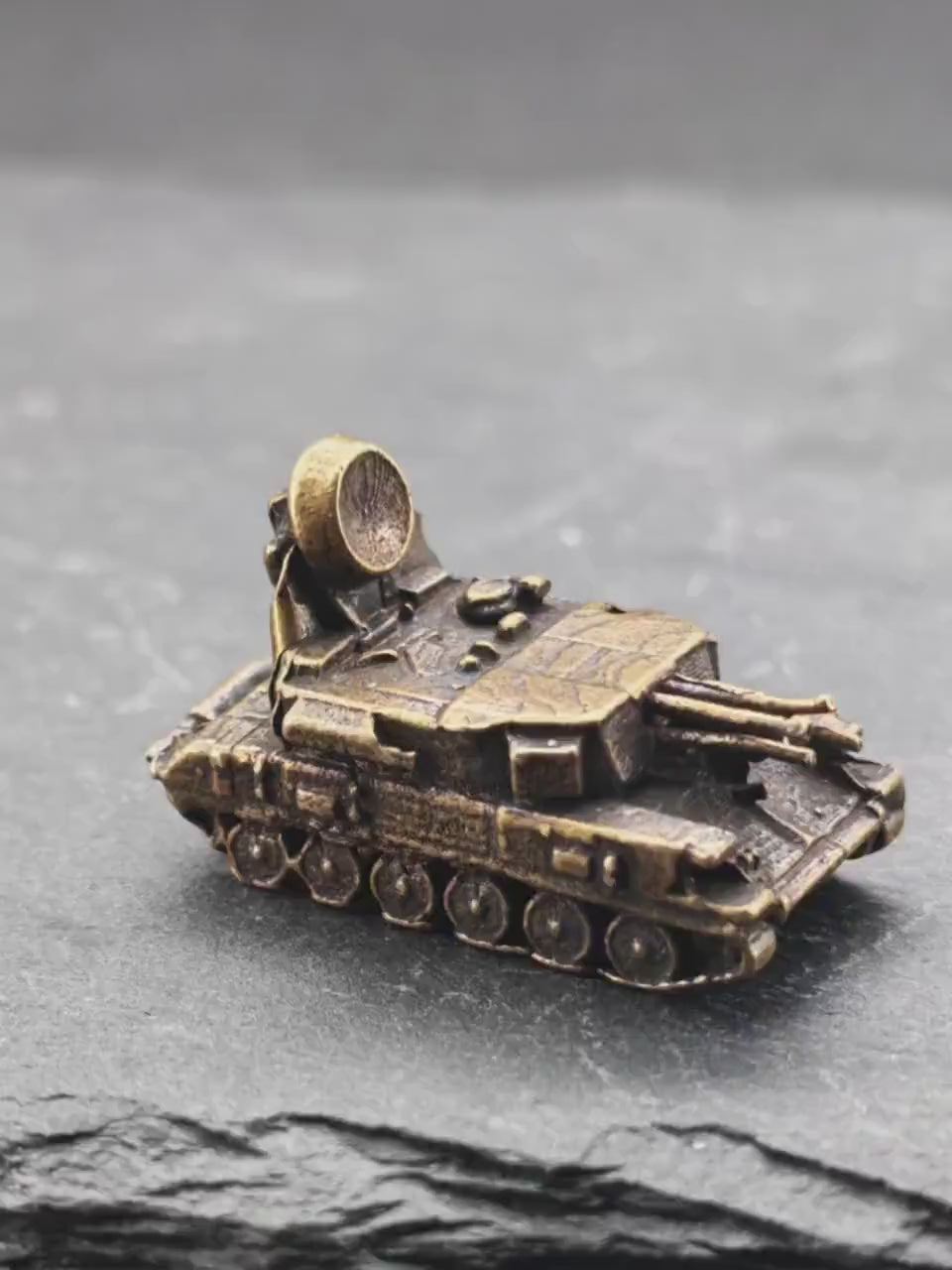 Brass Flakpanzer Gepard Tank Miniature — German Anti-Aircraft Vehicle Micro Model for Diorama