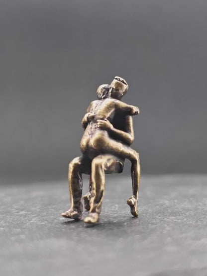 Brass Seated Couple Figurine — Intimate Miniature Collectible