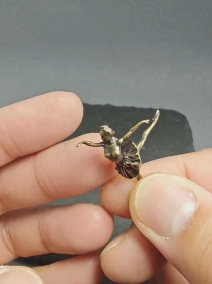 Brass Ballerina Figurine — Miniature Lost-Wax Cast Dance Sculpture for Ballet Lovers and Collectors