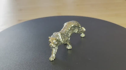 Brass Walking Leopard Figurine — Handcrafted Big Cat Sculpture for Desk and Shelf