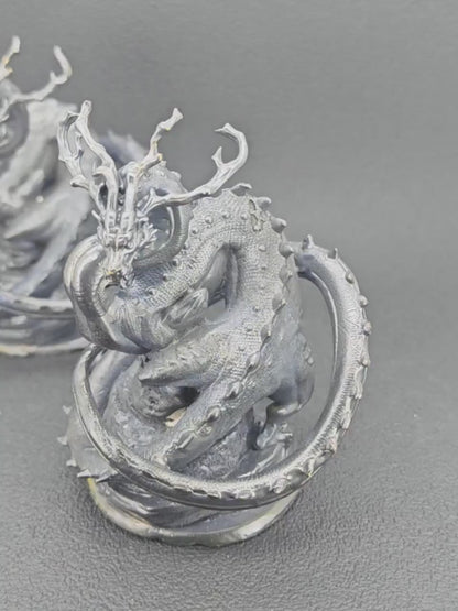 Solid Brass Dragon Figurine — Antique Oxidised Monster Sculpture for Desk and Collector Display