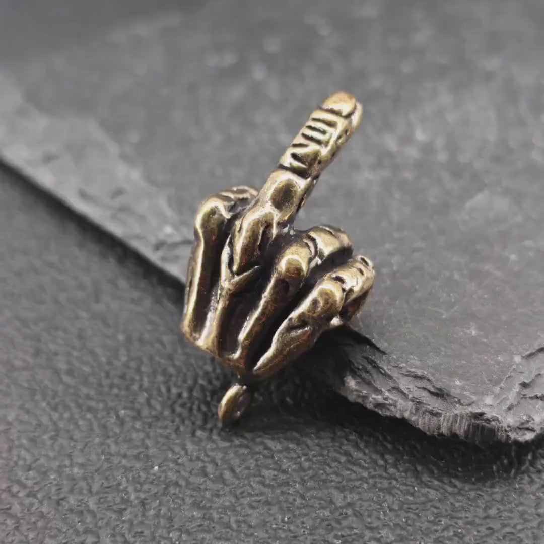 Brass Middle Finger Pendant – Handcrafted Punk Keychain Charm