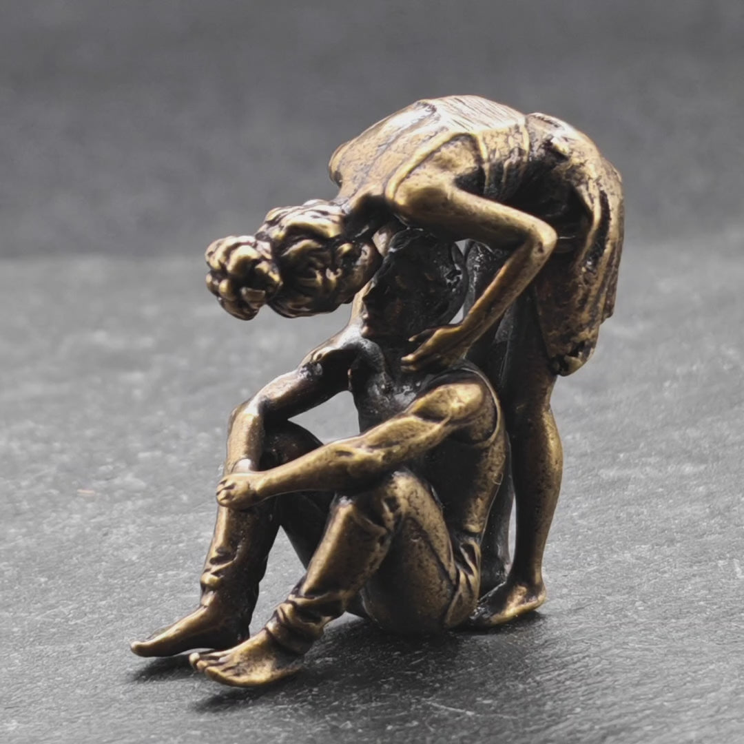 Nowhere Else to Be — Brass Entwined Couple Sculpture