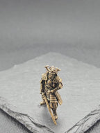 Armoured Samurai Brass Figurine – Handcrafted Japanese Warrior Collectible