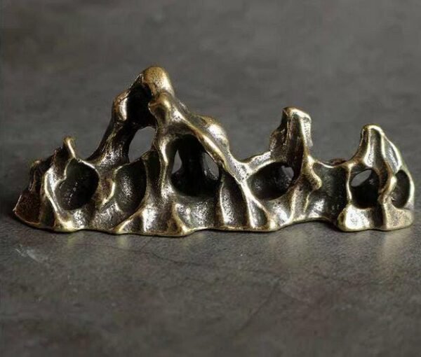 Brass Casted Mountain Rockery Paper Weight  Fish Tank Decor Aquarium  Desk Accessorym, knick-knacks