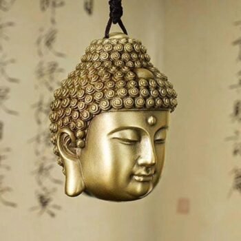 Buddha Head Lanyard Pendant for Peaceful Mind Brass Portable Religious Accessory Calm Stress Relief