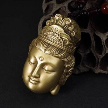 Samantabhadra Portable Religious Brass Lanyard for Mind Peace Calm, Stress Relief, Buddha statue