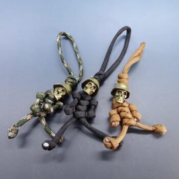Brass Skull Head Soldier Outdoor EDC Keychain Lanyard  Paracord Keychain men backpack attachment motorcycle pendant men outdoor