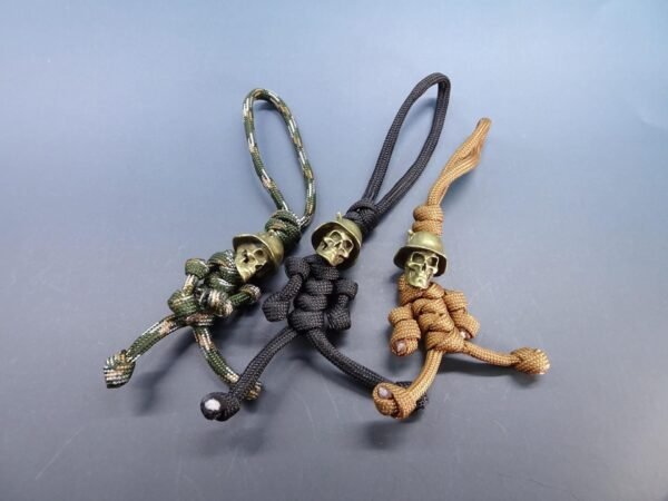 Brass Skull Head Soldier Outdoor EDC Keychain Lanyard  Paracord Keychain men backpack attachment motorcycle pendant men outdoor