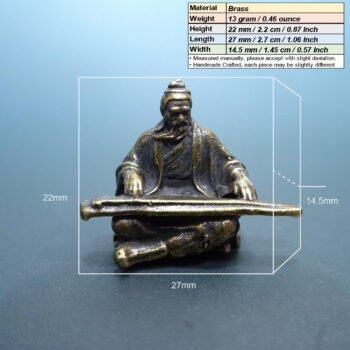 Alternative view of Oriental guzheng player miniature brass handmade statue decorated
