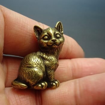 Handcrafted Brass Kitty Cat Figurine  Adorable Miniature for Collectors and Pet Lovers
