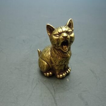 Decor Brass Yawning Sleeping Cat Miniature Figurine