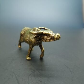 Alternative view of Exquisite Handcrafted Brass Yellow Cattle  Detailed Miniature Figurine, Unique Collectible, Desk Decor, Gift for Enthusiasts