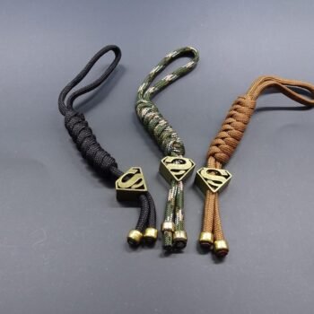 Alternative view of Superman Icon EDC Keychain Lanyard,  Brass Helmet Braiding keychain chain pendant men backpack attachment motorcycle pendant men outdoor