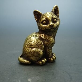 Alternative view of Handcrafted Brass Kitty Cat Figurine  Adorable Miniature for Collectors and Pet Lovers
