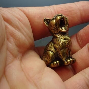 Alternative view of Decor Brass Yawning Sleeping Cat Miniature Figurine