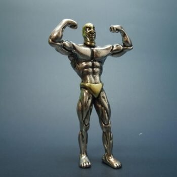Brass Muscular Man Figurine  A Playful Desk Accent or Eye-Catching Home Decor, Ideal for Fitness Buffs, Gym Lovers, and Unique Gift Seekers