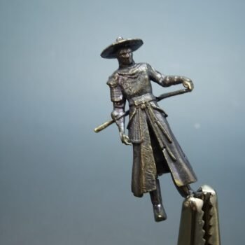 Alternative view of Handcrafted Traditional Brass Ronin Swordsman Figurine with Intricate Detailing
