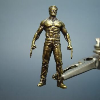 Unique Brass Werewolf Figure - 40mm Fierce Stance, Metal Knick-Knack