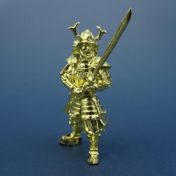 Brass Miniature Samurai Figure - Model Soldier for Desktop Game Chess or Ornamental Display - Military Scenery Ancient Japanese War Toy