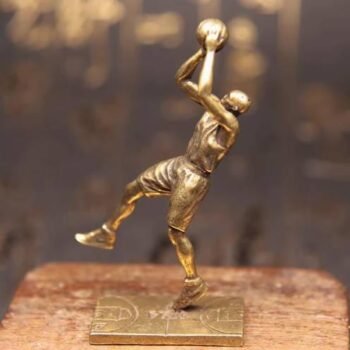 Alternative view of Solid Brass Basketball Superstar Player - Jump Shot Brass Sculpture - Small Ornament Statue - Miniature Figurines Handcraft Collectible Gift
