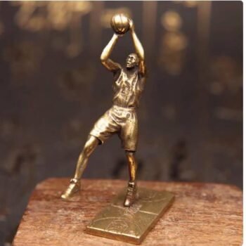 Solid Brass Basketball Superstar Player - Jump Shot Brass Sculpture - Small Ornament Statue - Miniature Figurines Handcraft Collectible Gift