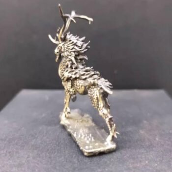 Alternative view of Antique-Style Brass Qilin Figurine  Mythical Beast Dragon Decoration, Custom Engraved, Car Decor