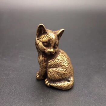 Handcrafted Miniature Kitty, Detailed Sitting Pose with Textured Fur, Perfect Collectible Knick-Knack for Cat Lovers