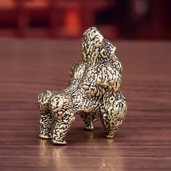 Alternative view of Antique-Style Brass Gorilla Ornament  Collectible Miniature Sculpture for Animal Lovers