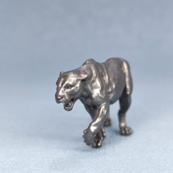 Vintage Brass Leopard Sculpture - Small Animal Decor for Desk, Bookshelf, or Car