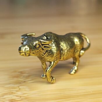 Handcrafted Brass Buffalo Figurine for Animal Lovers, Distinctive Collections, and Desk or Shelf Decorations
