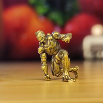 Handcrafted Brass Kneeling Figurine, Tiny Heroic Design, Great as Gift or Desk Accent