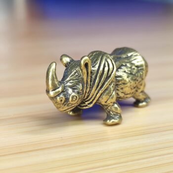 Alternative view of Handcrafted Brass Rhinoceros Figurine  Miniature Collectible Boy Toy, Detailed Ornament, Unique Knick-Knack, Desk Decor, Gift Idea