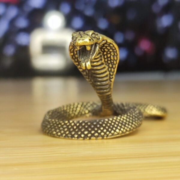 Brass Miniature Handmade Cobra Display - Desktop Bookshelf Decor, Car Desk Ornament, knick-knacks