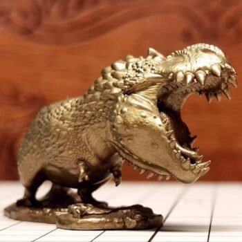 Solid Brass Tyrannosaurus Statue  Dynamic Roaring Pose, Premium Collectors Piece, Unique Office Desk Accent & Science Lovers Gift