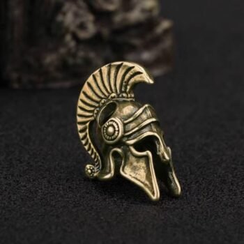 Alternative view of Vintage Brass Spartan Helmet Decor - Intricate Miniature Figurine for Collectors & DIY Projects